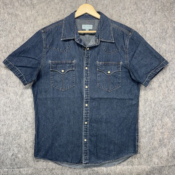 Tecovas Other - Tecovas Shirt Mens Medium Blue Denim Pearl Snap Western Yoke Flap Pocket Rancher